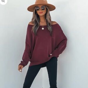 Women's Burgundy Scuba Sweater